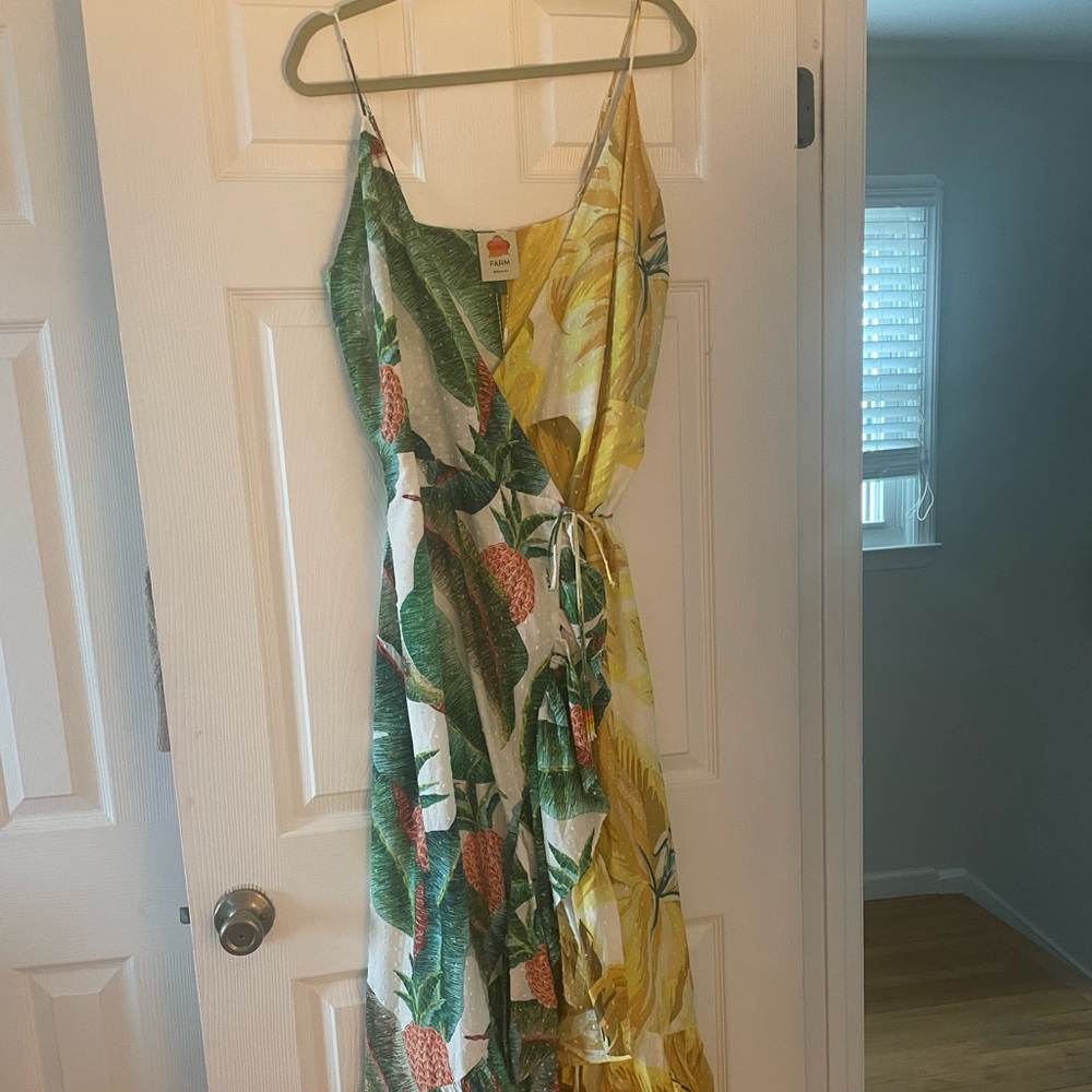 NWT Farm Rio Azalea Forest tropical print wrap midi dress
